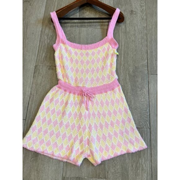 NWOT FREE PEOPLE Dream Diamonds Romper PINK SIZE L - Picture 5 of 9